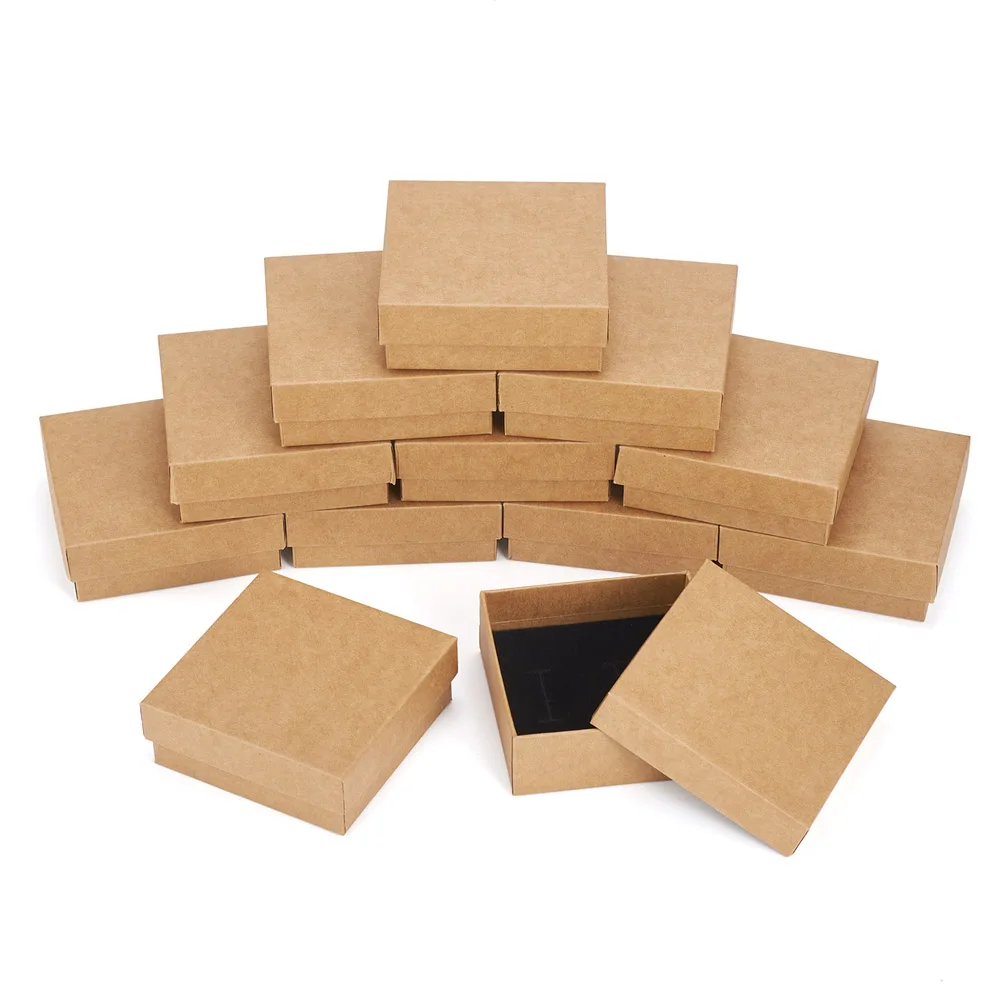 12/18/24Pcs Cardboard Jewelry Boxes Sets For Jewelry Bracelet Necklace Earring Ring Gift Rectangle Storage Kraft Packaging Box