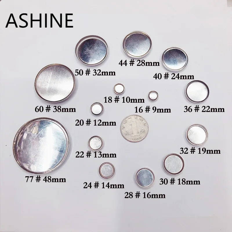 100set 16L-60L Fabric Covered Button Component Bread Top Flat Plastic Ring/Aluminum Back DIY Handmade Jewelry Accessories Trim