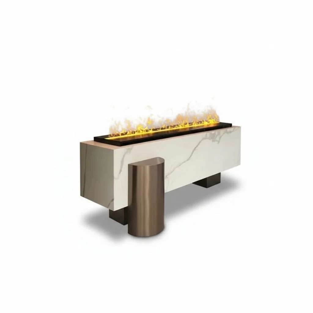 

3D Water Vapor Fireplace, 800-2000mm 304 Stainless Steel Electric Steam Fireplace Insert, LED Flame Atomizing Indoor Fireplace