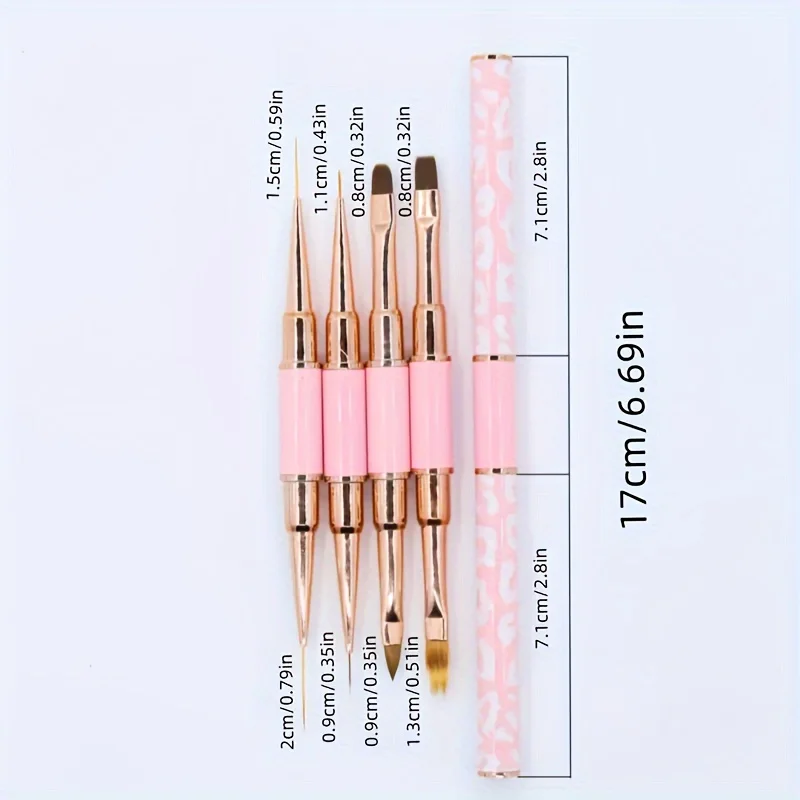 فرش تزيين أظافر أكريليك مزدوجة الأطراف ، بطانة طلاء أظافر جل احترافية ، طلاء زهور ، أدوات تجميل الأظافر بالرسم ، 5 * * #1