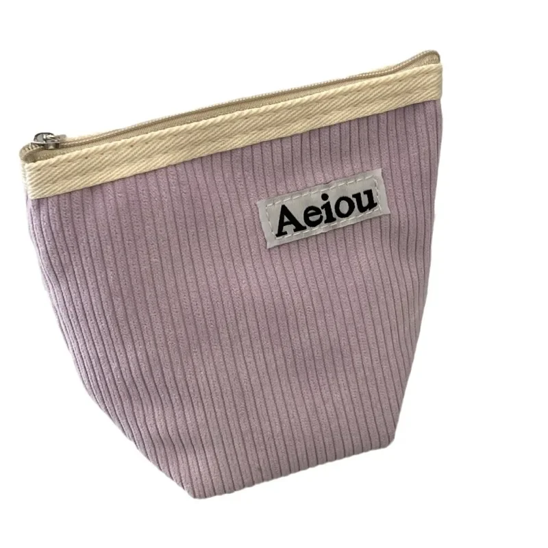 Corduroy Women Lipstick Makeup Bag Cute Mini Wallet Travel Sanitary Napkin Bag Zipper Toiletries Cosmetic Clutch Storage Case