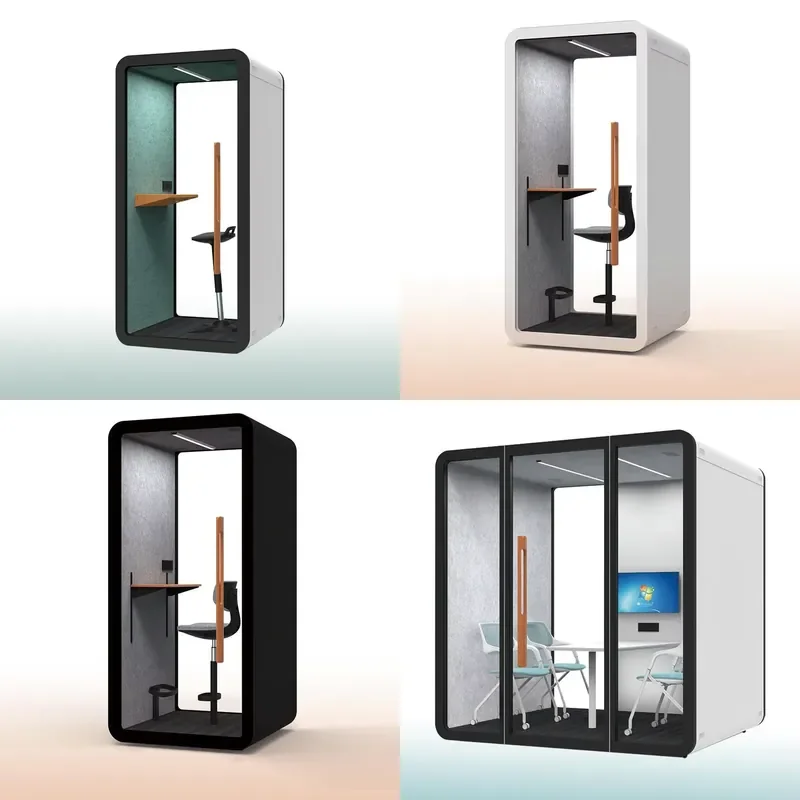 Soundproof Phone Booth for Office Privacy Music Cabin Acoustic Conference Room Pod Company Furniture Space Saving Design