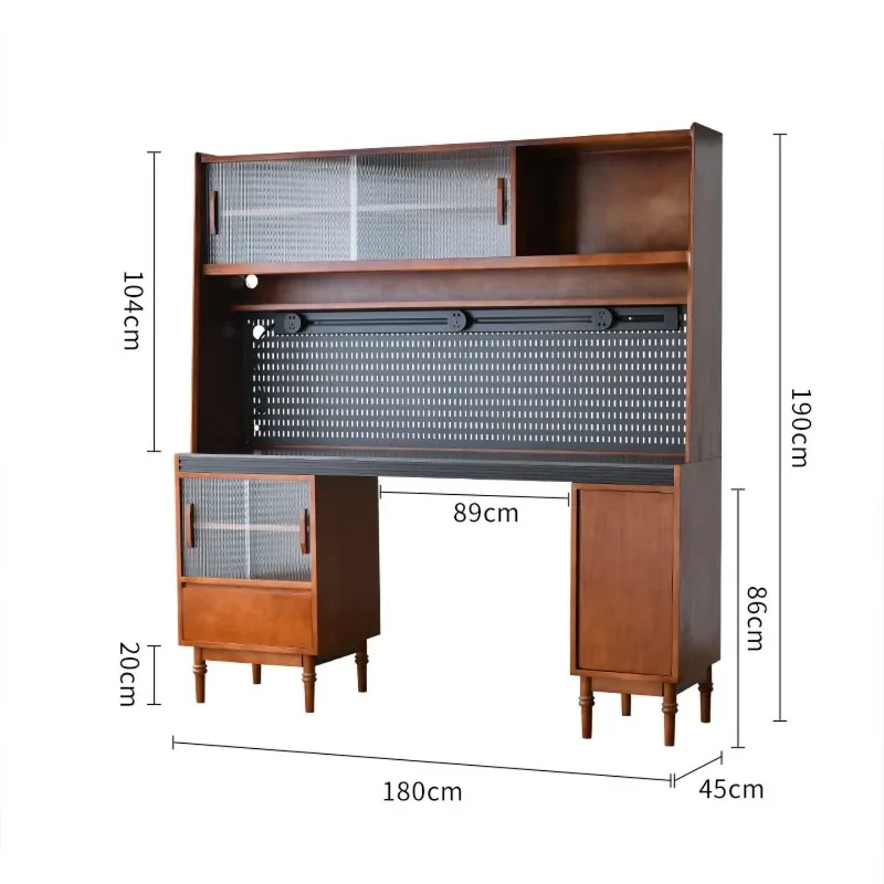 Sideboard and dining table integrated solid wood tall cabinet wine cabinet embedded table sintered stone wall cabinet