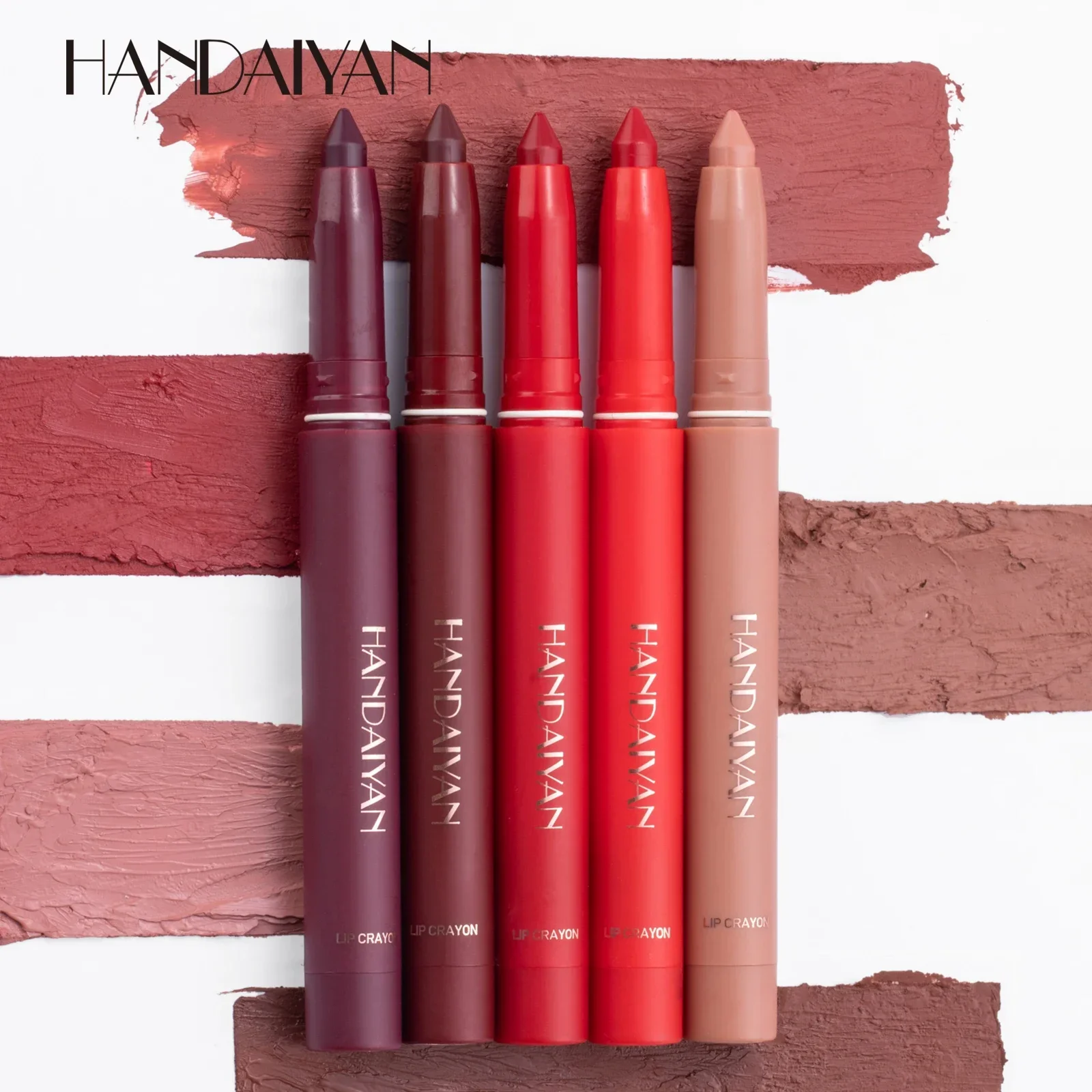 HANDAIYAN 12 Colors Crayon Lipstick High Pigment Non-Fading Matte Lips Makeup Pen Waterproof Long Lasting Velvet Lip Liner