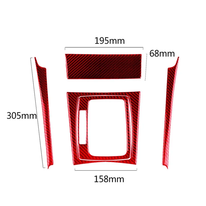 

5Pcs Red Carbon Fiber Gear Shift Cover Trim For C-Class W204 2007-2013 Kit