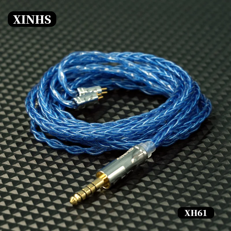 XINHS IEM 케이블 XH61 진한 파란색 8 코어 고순도 OCC 모든 종류의 헤드폰 용 은도금 0.78 2PIN/KZ QDC/MMCX/DIY