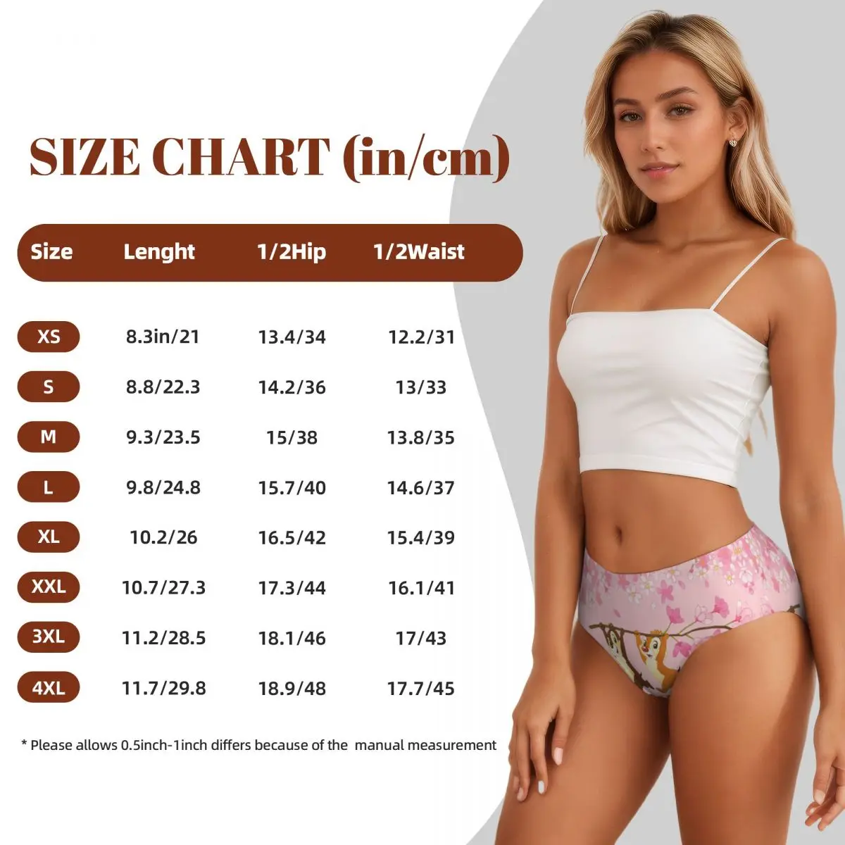 Custom Women's Chip N Dale With Flowery Backdrop Brief Panties Female Soft Underwear Underpants