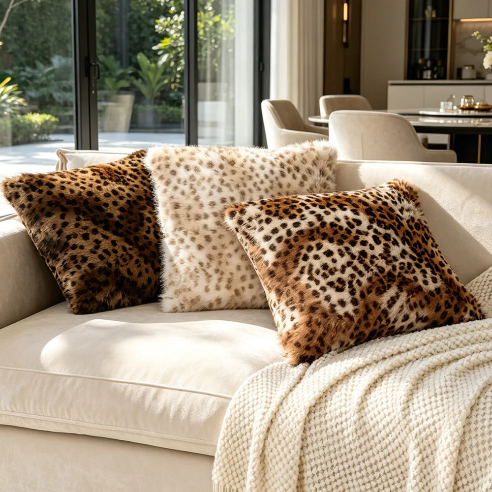 BUYNOW 1 Stück langer Plüsch-Kissenbezug mit Tiermuster, weicher, bequemer Kissenbezug, Heimdekoration für Sofa, Wohnzimmer, Kissenbezug – Detail 3