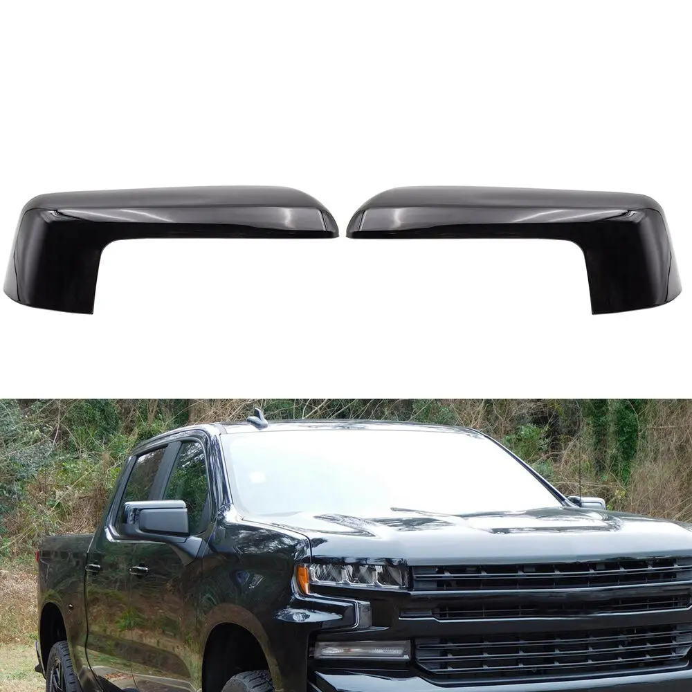 

Pair For 2019-2024 Chevy Silverado 1500 Gloss Black Replacement Mirror Cap Cover