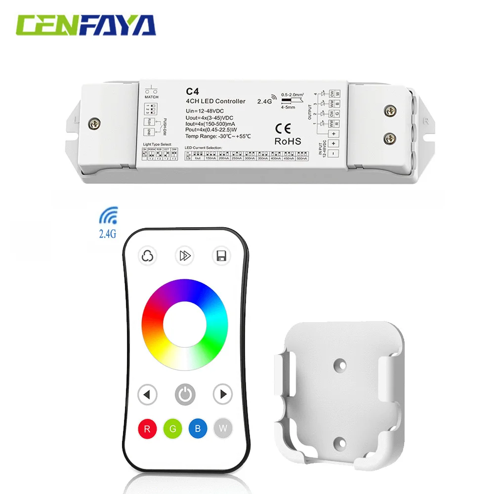 LED RF Controller KIT 4 Channel Constant Current Dimmer With Multiple Current Fade Mode 2.4G RF Wireless Remote Controlller 12V