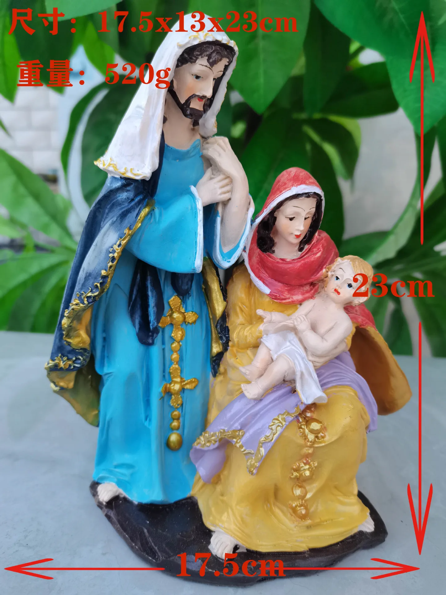 

Resin Craft Creative Fashion Birthday of Jesus, Father and Mother of Mary Statue, Religious Series Home Decoration