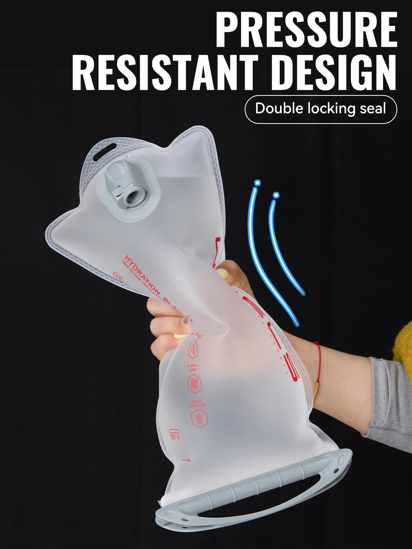 WRELS Wasserblase Wasserreservoir BPA-frei - 1L 1,5L 2L 3L Wandern Radfahren Klettern Wasserdichte Sport-Hydrationsweste Rucksack – Detail 5