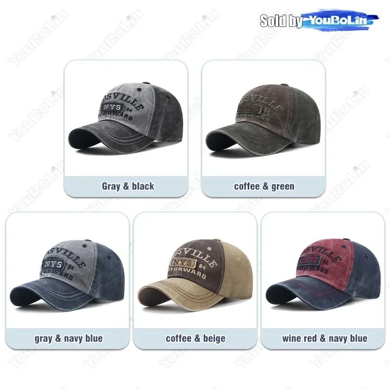 New style washed old letter embroidered cap trendy men's outdoor fashion personality street sun visor baseball hat