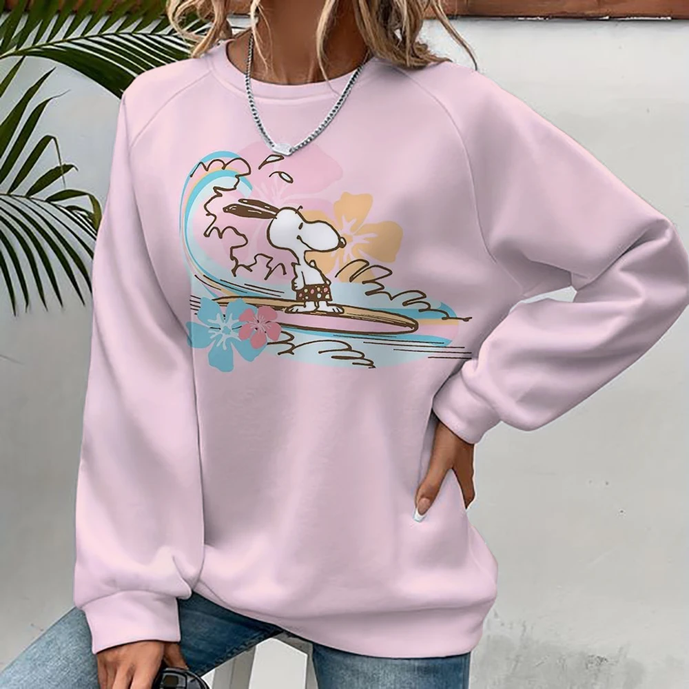 Woman\'s Hoodie New Autumn/Winter Fashion Y2K Snoopy cartoon print Sweatshirts Round Neck Coat Loose Long Sleeve Hatless Hoodie