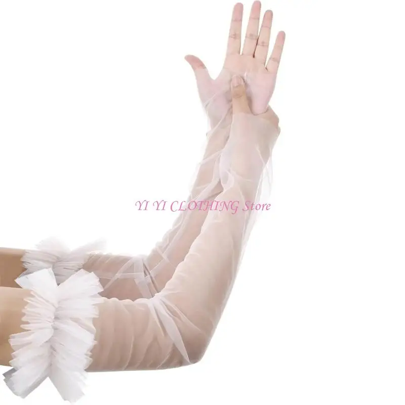 N5KF Seethrough แขนแขนถุงมือถุงมือผ้าคลุมแขนสำหรับชุดแต่งงานชุดแต่งงานของเจ้าสาว