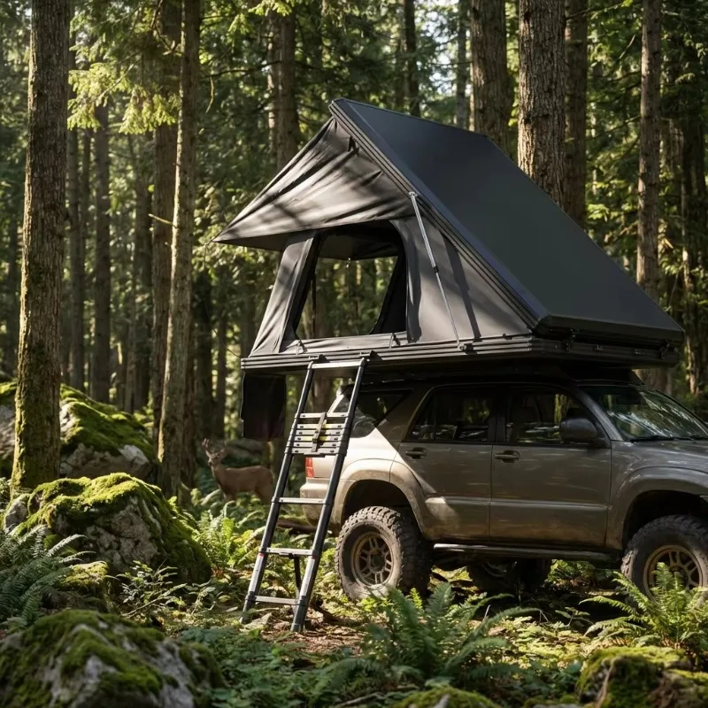 Foldable SUV Hard Shell Roof Tent Straight Bracing Type Double Layer 4 Person Four-Season Waterproof Camping Tent 4X4 Offroad