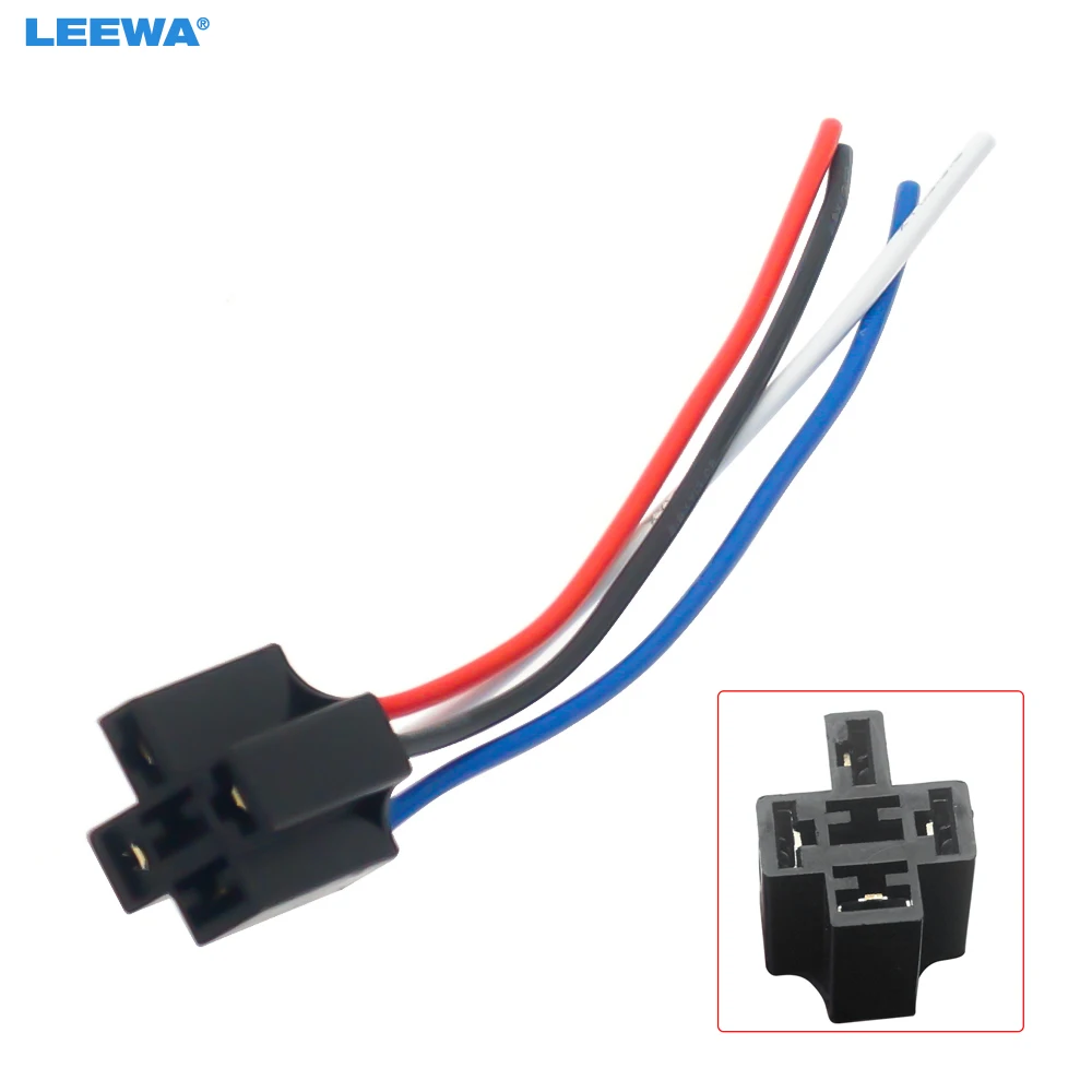 LEEWA 1PC Car 4Pin Relay Sockets Wire Electrical Connector with Terminals Wiring Auto Relay plug cable DC12V #CA5685