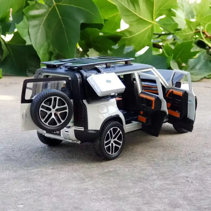 Maßstab 1:24 City Suv Land Defenders Rovers Metallmodell mit Licht und Ton, Druckgussauto, Geländewagen, zurückziehbares Legierungsspielzeug
