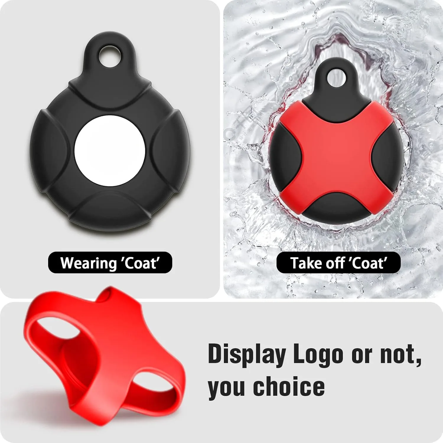 AirTag Necklace Kids with Keychain and Adjustable Stopper Design, Waterproof Airtag Keychain for Kids Adults, Soft Silicone Case