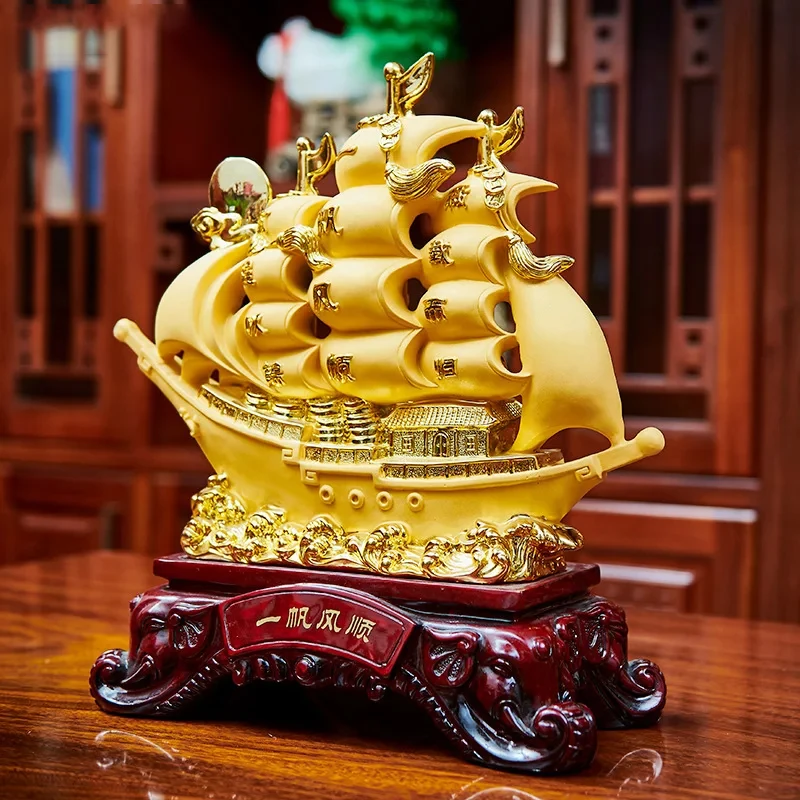 

1 Chinese style sailboat ornament auspicious statue household item birthday gift living room desktop ornament