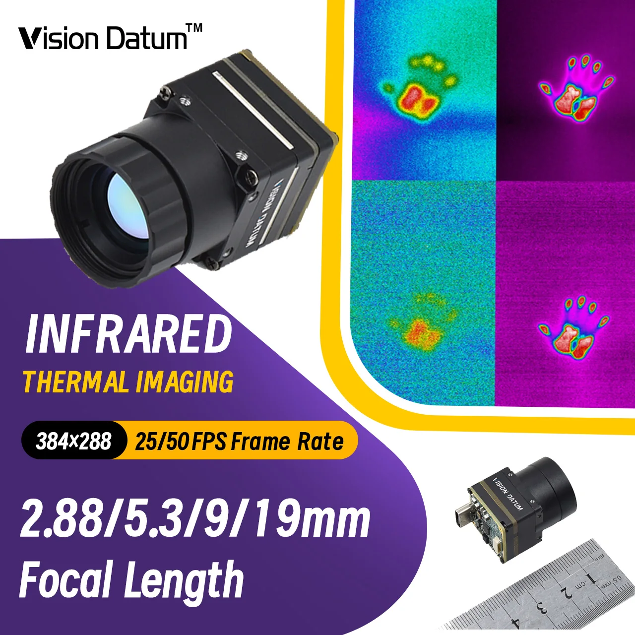 Mini 384X288 Thermal Camera Uncooled LWIR USB2.0/Analog Interface with 2.88mm 5.3mm 9mm 19mm Lens 8000 to 14000 nm spectrum