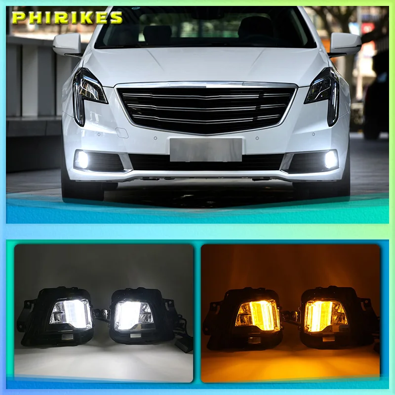 

LED fog lamp daytime running light for Cadillac XTS 2018-2019 with yellow turn signal