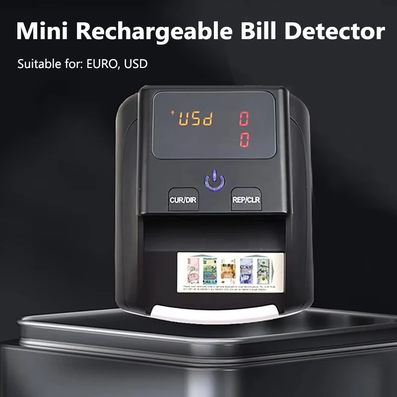 Portable Money Counter Mini Counterfeit Bill Detector Automatic Money Detection By UV MG IR Image Paper Quality Size