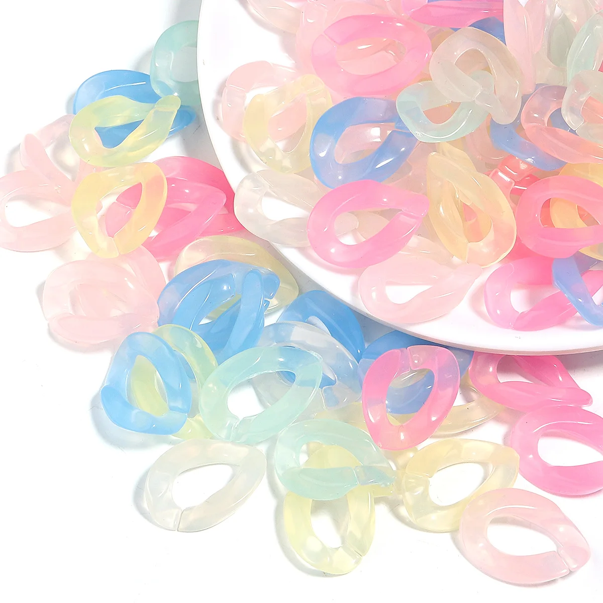 50pcs Acrylic Link Chain Sweet Candy Color Twisted Chain Beads For Jewelry Making DIY Bracelet Necklace Phone Key Chain Findings image 5
