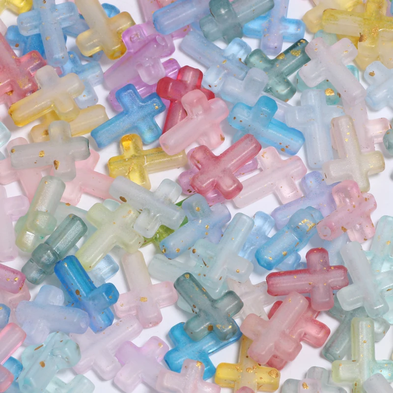 50 peças 12x15mm contas acrílicas em formato de cruz espaçador colorido contas soltas para pulseira diy colar acessórios de fabricação de jóias