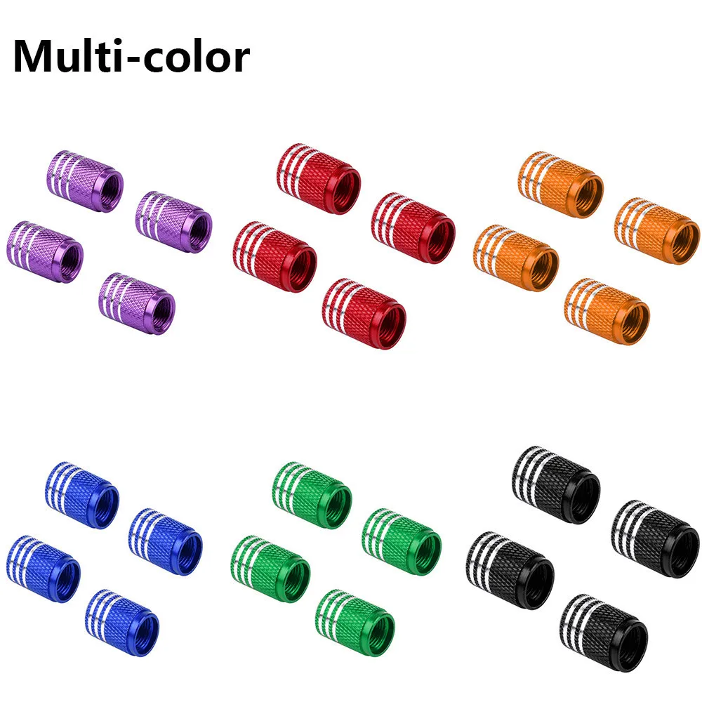 

4Pcs Car Tire Valve Stems Cap Knurling Style Tire Valve Cap Aluminum Tire Wheel Stem Air Valve Cap car Universal accessories
