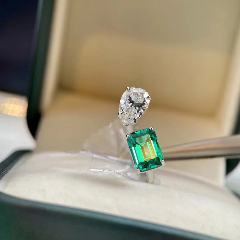 CAOSHI Chic Unique Design Adjustable Finger Ring Female Fashion Jewelry with Green Zirconia Stone Personality Gift for Women