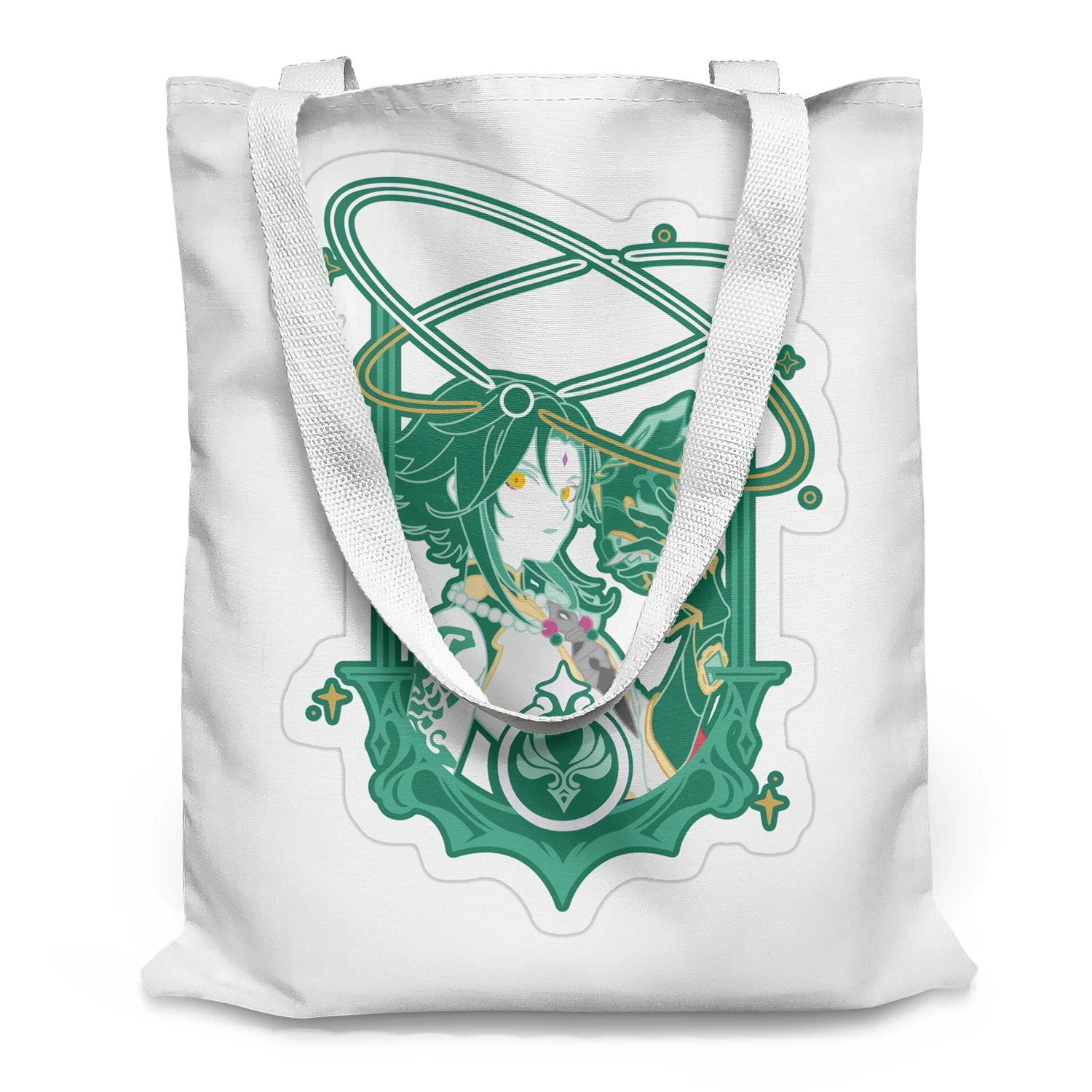 Genshin Impact Canvas Yula Merchandise Keqing Hu Tao Ganyu Primary And Secondary School Students Tutoring Handheld Tote Bag Ani