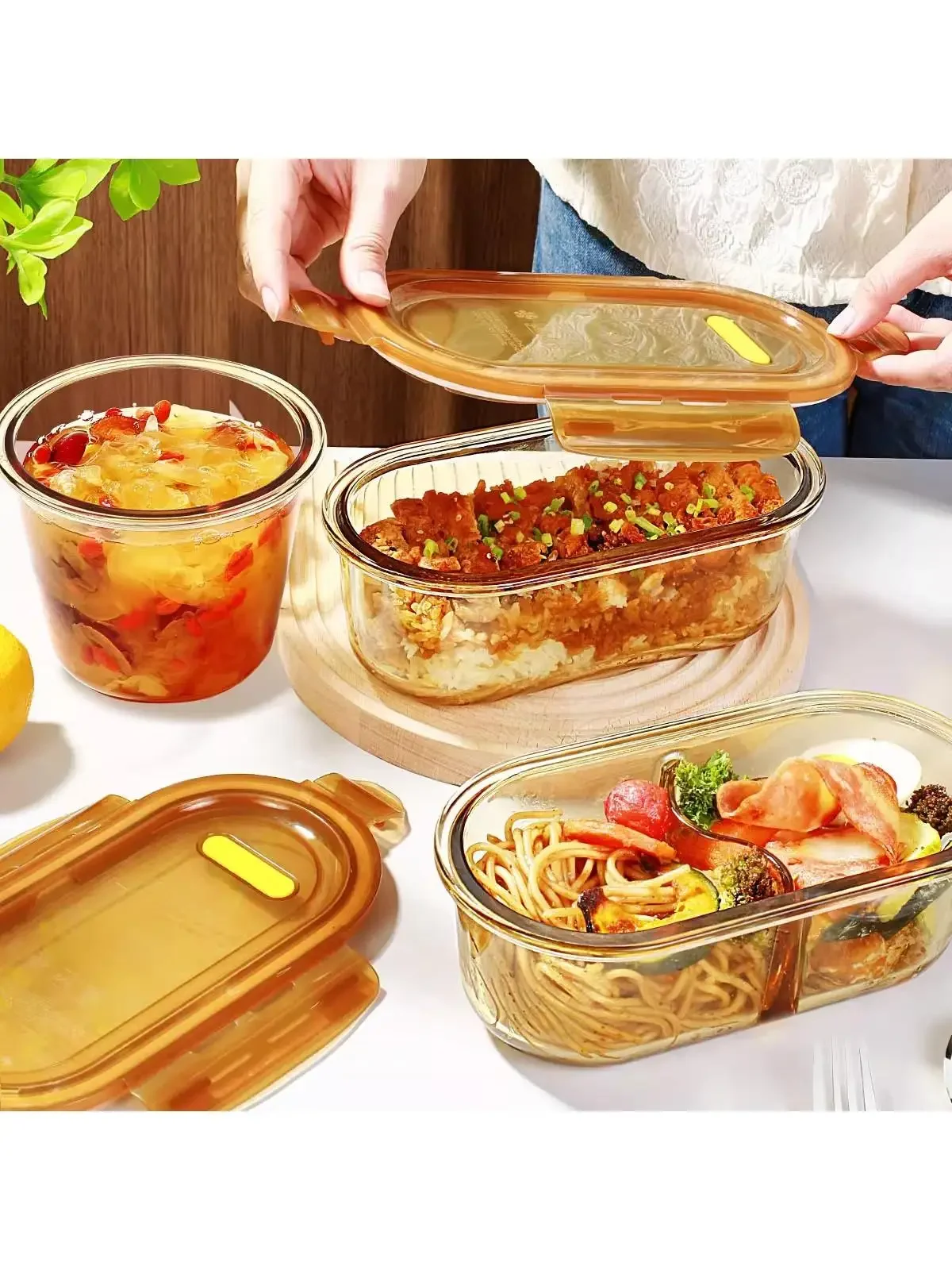 Office Workers Glass Lunch Box Microwave Se Soup Bowl Sed Fren Preserved Covered Fruit Box with Rice Meal Box