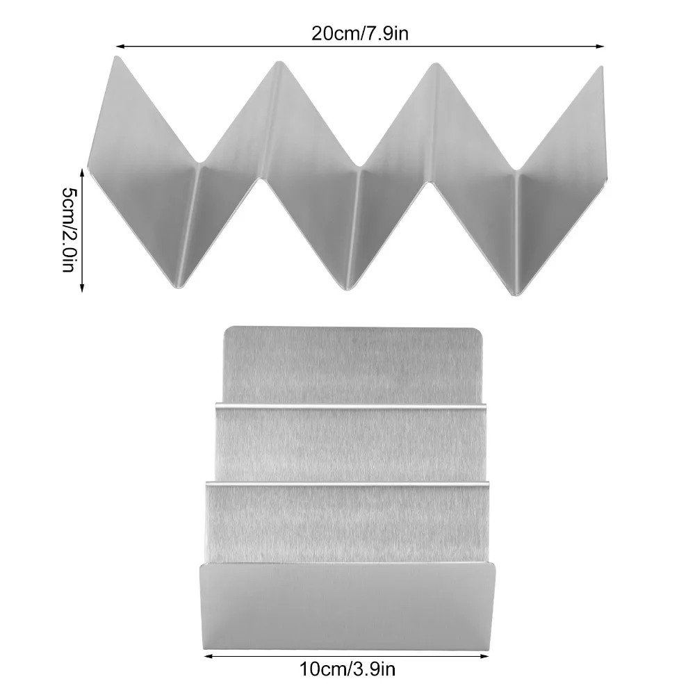 6pcs Stainless Steel Taco Holder Stand 3-Slot Design Open-Ended Kitchen Taco Tray W Wavy Shape Easy Clean view 6