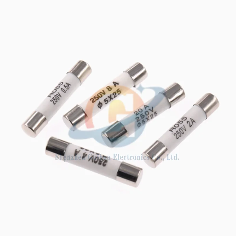 20pcs RO55 ceramic fuse tube 5 * 25mm 0.5A/1A/2A/3A/4A6A1A20A 250V fuse