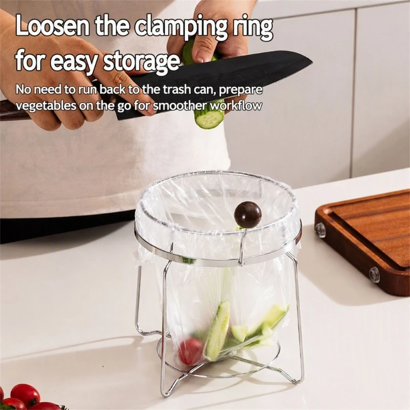 Freestanding Sink Side Trash Bag Rack for Movable Counter Use A2BB