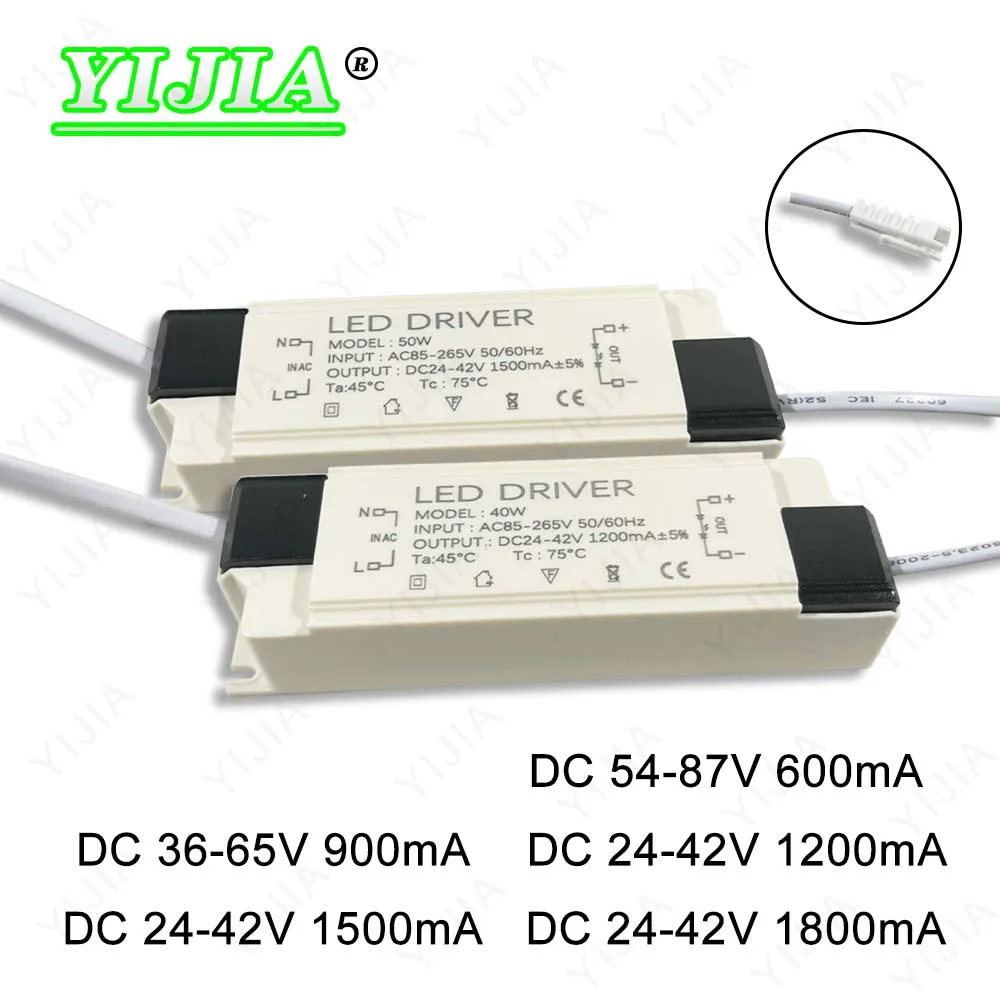 

40W 45W 50W 60W LED Driver DC24-42V 1200mA 1500mA 1800mA DC36-65V 900mA 54-87V 600mA Power Supply External Lighting Transformer
