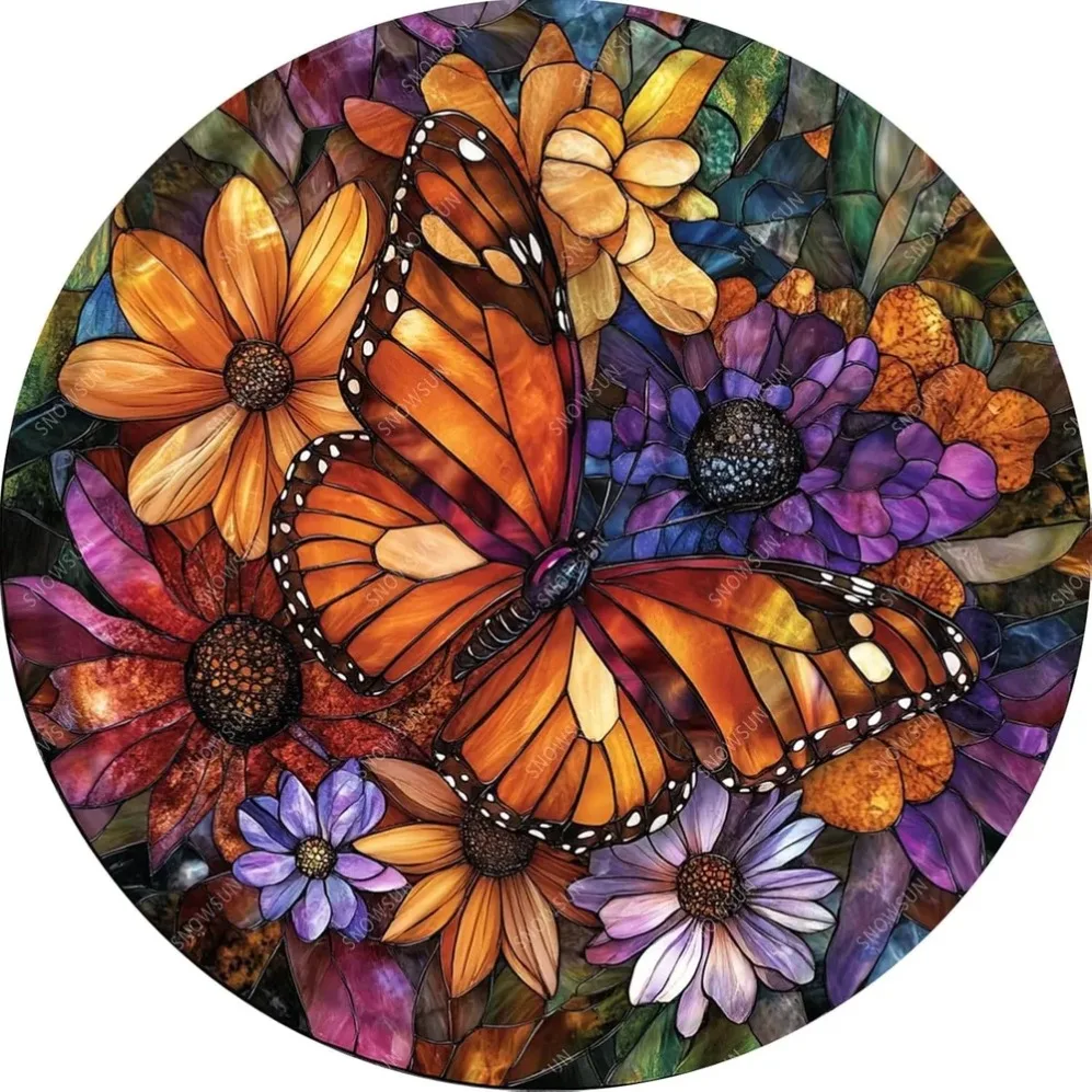 

Vintage-Style Round Tin Sign with Sanded Butterfly