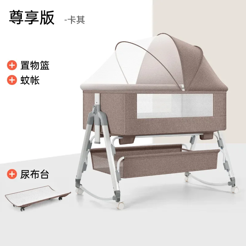 Multi-functional Baby Crib Splicing Queen Bed Newborn Portable Folding Baby Bb Cradle Bed Diaper Table