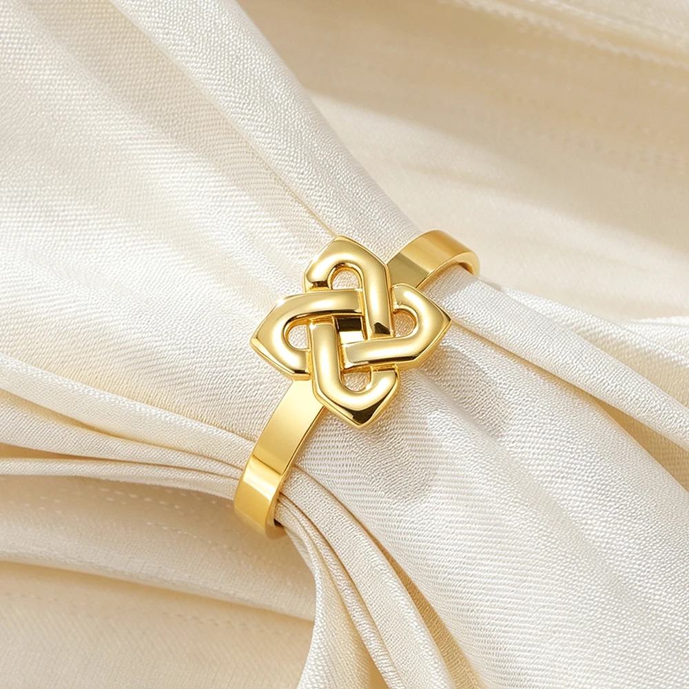 Solomon Knot Adjustable Ring for Men Women Endless Knot Protection Amulet Irish Symbol Stainless Steel Unisex Rings Jewelry