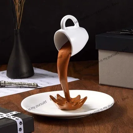 Suspended coffee cup three-dimensional desktop ornament living room high-end desktop decoration resin crafts