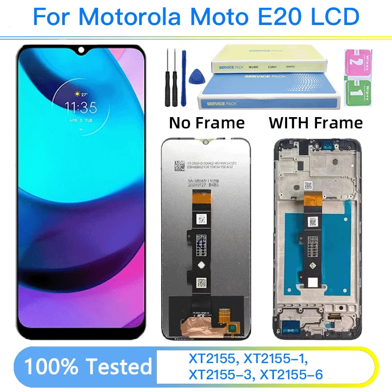 Pantalla de 6,5 pulgadas para Motorola E20 LCD XT2155 XT2155-1 XT2155-3 digitalizador de pantalla táctil para Moto E20 LCD con marco