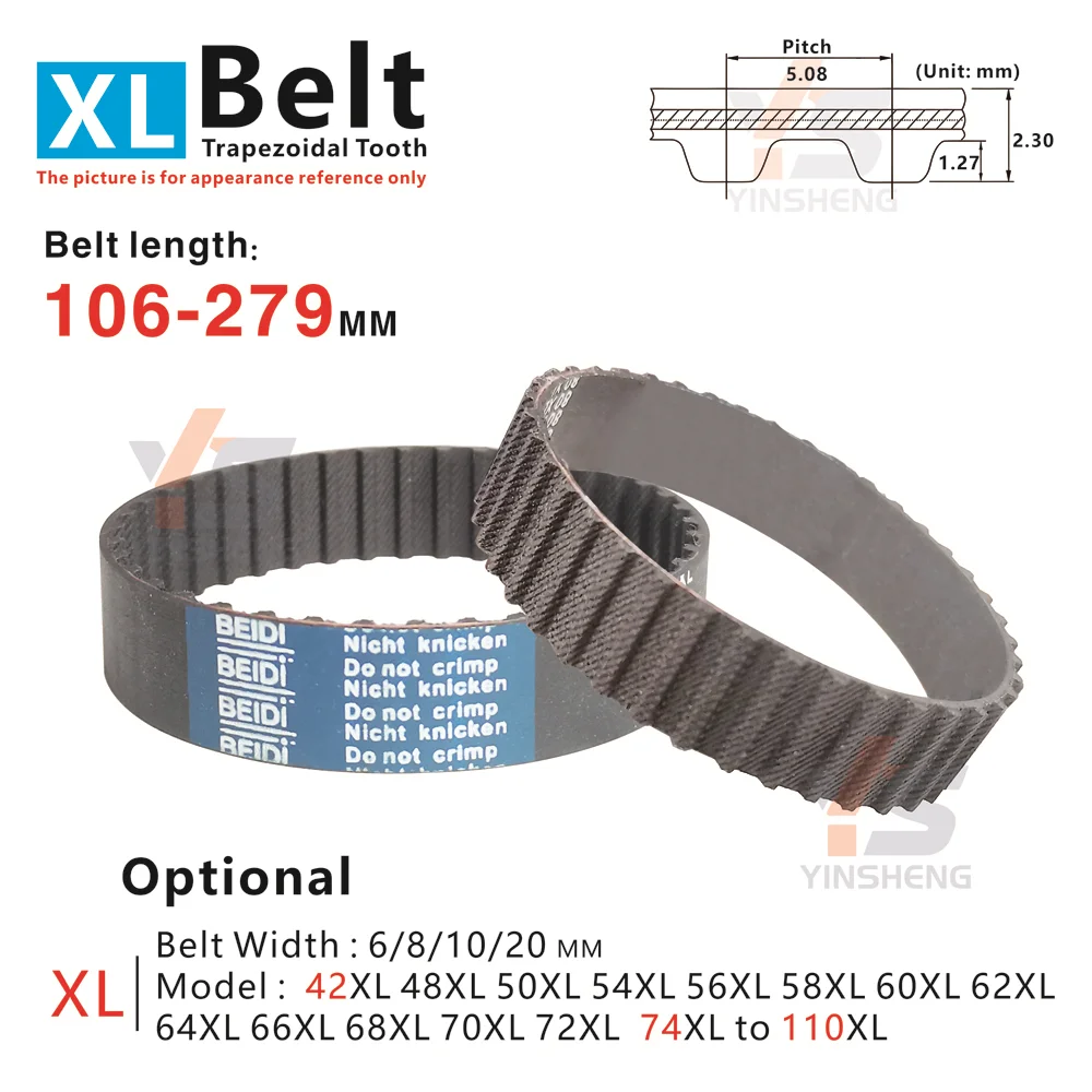 

106-279 мм, ремень ГРМ XL, модель от 50XL, 60XL, 70XL, 80XL, 100XL до 110XL, для принтеров DIY/CNC/3D, резиновый синхронный ремень