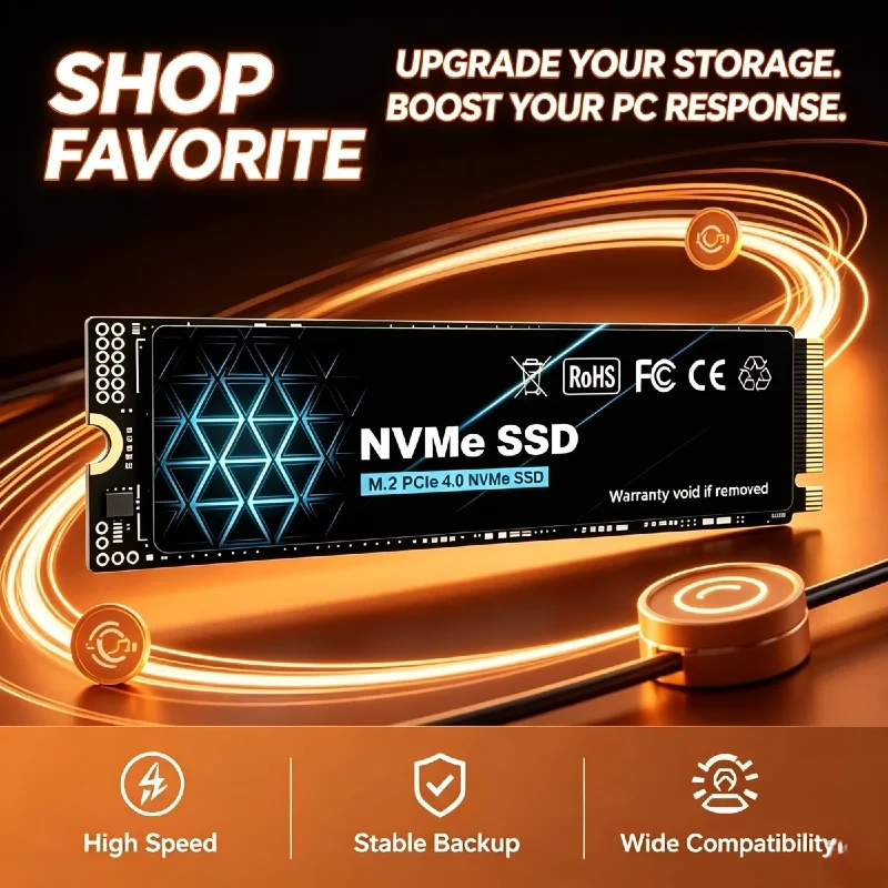 SSD NVMe PCIe Gen4 LSKJ M2 de Alta Velocidade 2026 500GB 1TB 2TB 4TB Unidade de Estado Sólido Embutida para PC de Escritório, Notebook e Jogos
