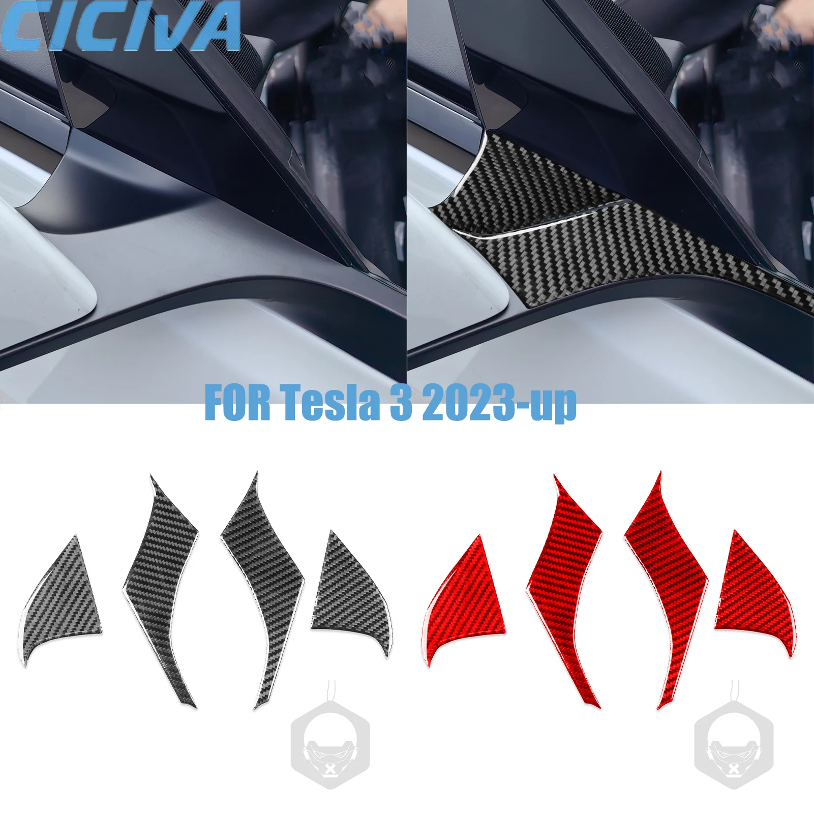 

For Tesla 3 2023-up Rearview mirror column Decorative Real Carbon Fiber Stickers Car External Accessories