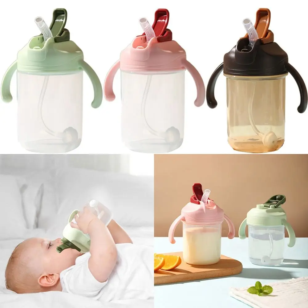 

Leak-proof Toddler Water Bottle Portable Dual Handle Learning Water Container Detachable Double Use Baby Straw Drinking Cup Milk