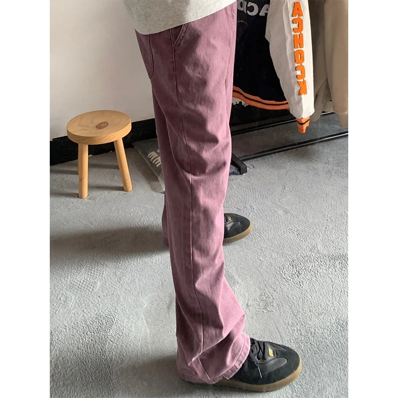 

Purple Knife Men's Jeans Summer High-End Feel American Vibe Flared Straight Leg Zipper Closure Youth Trend Straight Cut