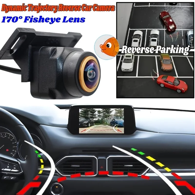 Reverse Car Camera with a 170° Wide-Angle Fisheye Lens, Featuring Full-Color Night Vision And Parking Assistance Lines
