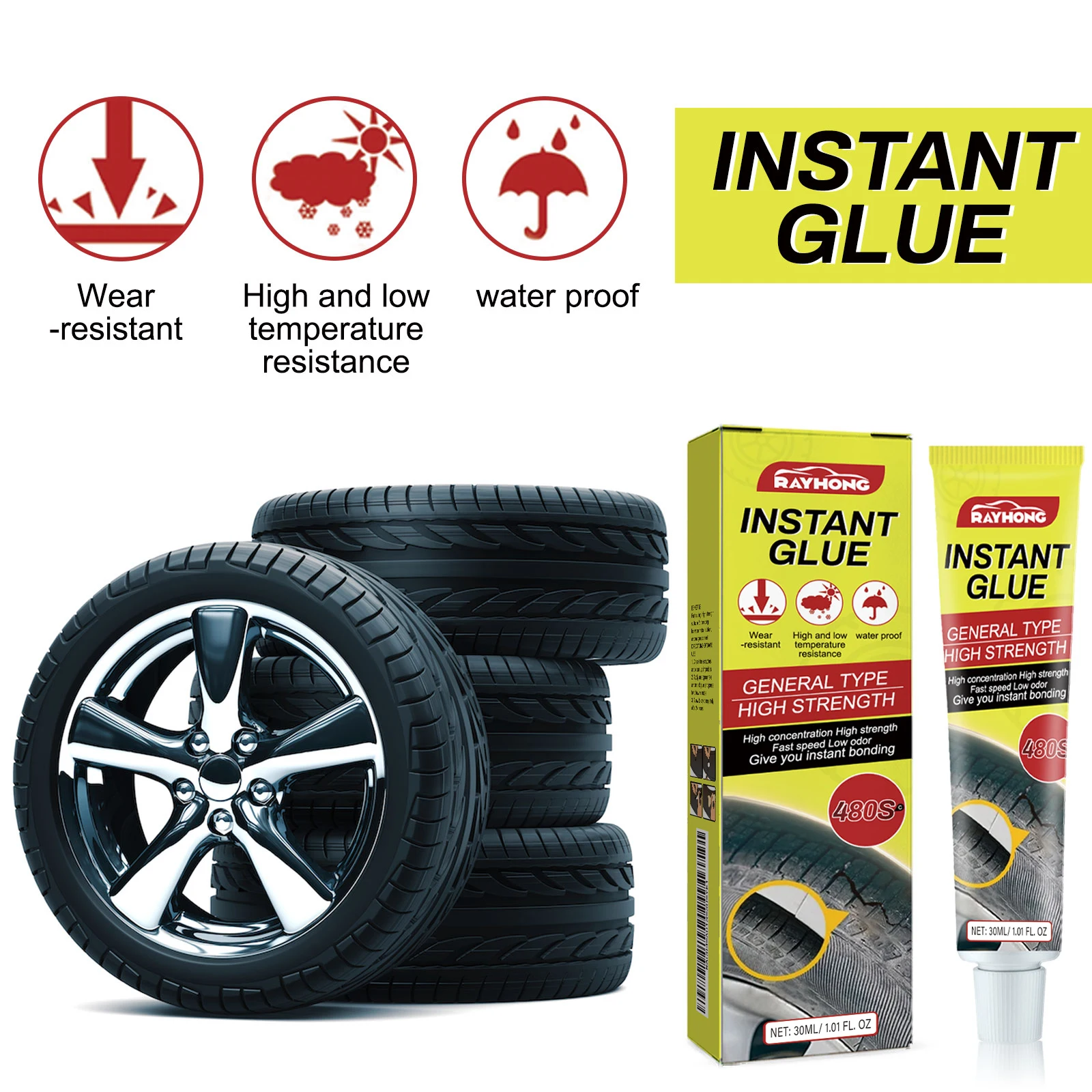 1/2/3/5 Strong Automobile Tire Crack Repair Instant Glue 480S High Strength Waterproof Rubber Bonding Adhesive Car Accessories