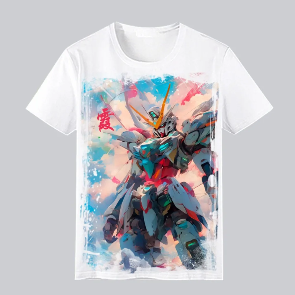 T-shirt Gundam uomo donna anime cotone manica corta oversize vestibilità ampia comfort streetwear maglietta casual con stampa grafica unicorno ​   Nuovo